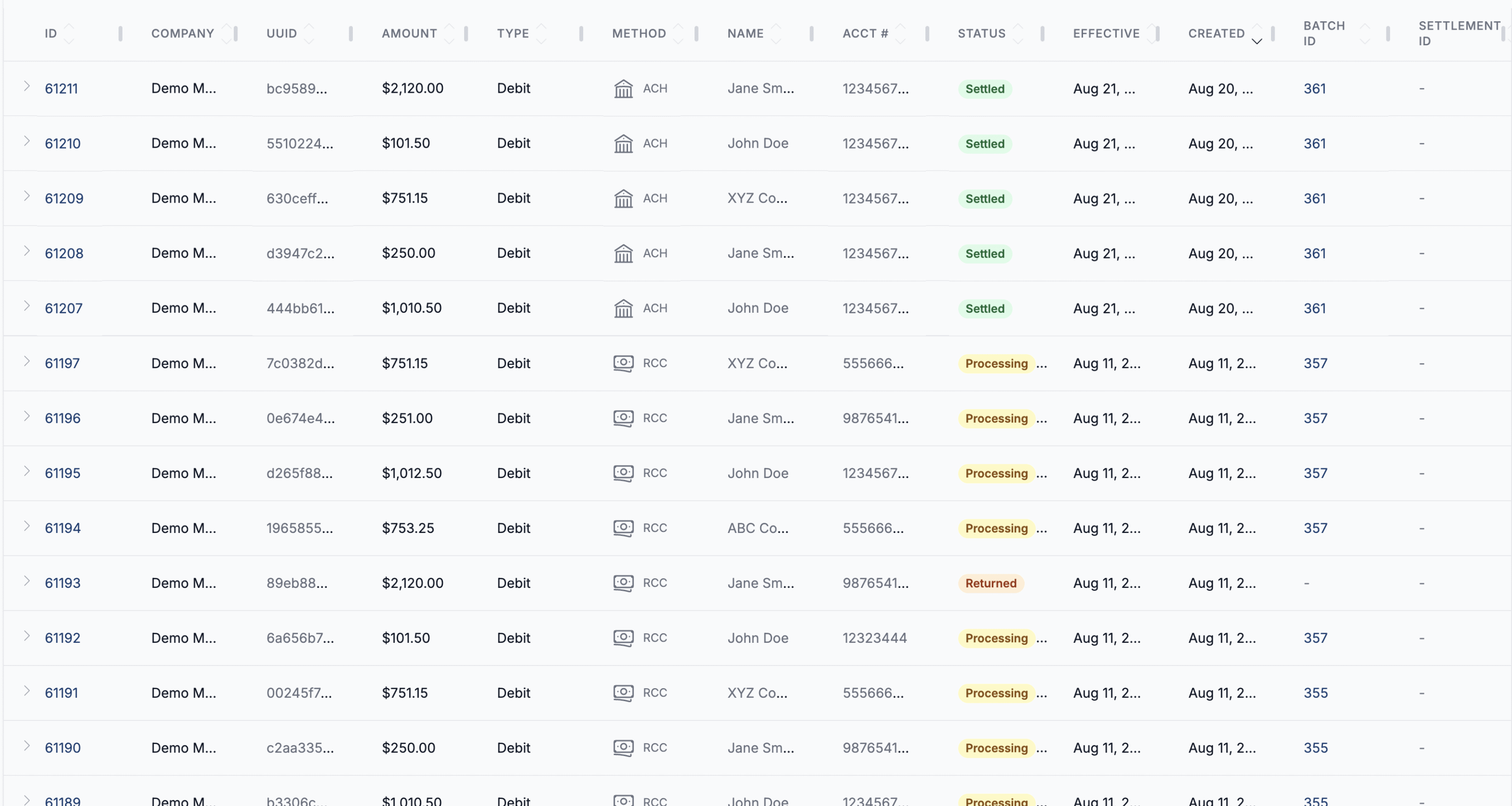 Reconciliation - ready exports screenshot